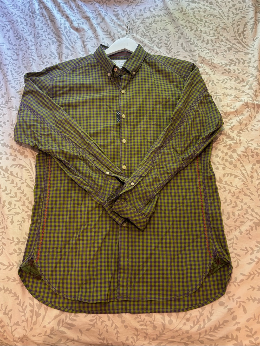 Men’s Green and Purple button down shirt